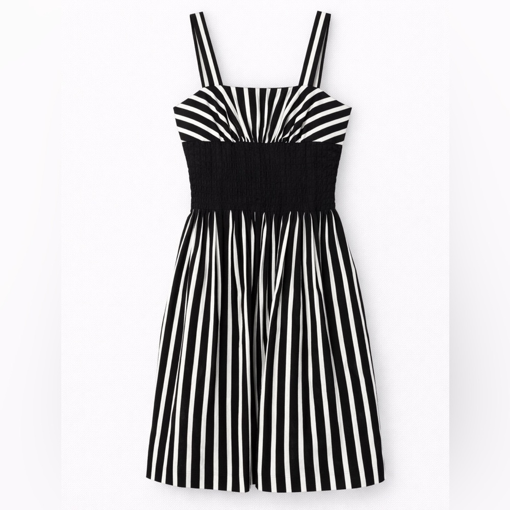 Whbm Black White Striped Fit Flare Dress Corset Bodice Size 0